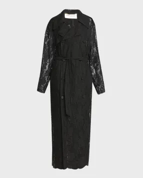 Belted Lace Trench Coat